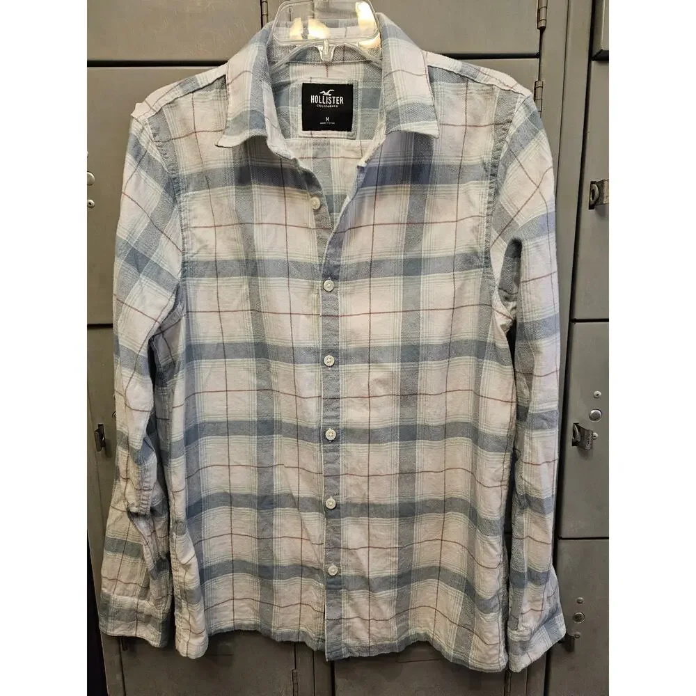 Hollister mens cotton flannel button down shirt size medium